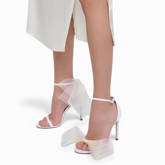 JIMMY CHOOWhite Aveline 100 Bow Detail Sandals